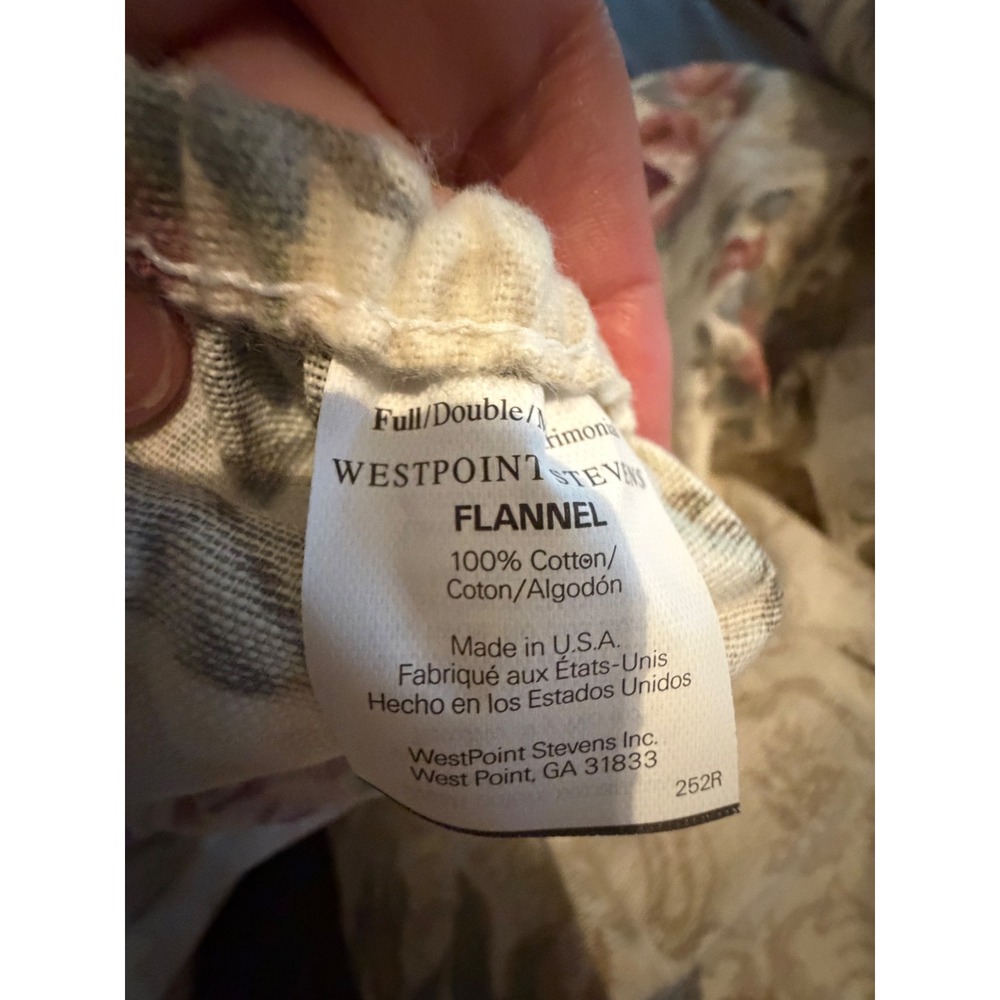 WestPoint Stevens Full Flannel Sheet Set 100% Cotton Floral Rose Cottagecore NEW - Picture 7 of 8